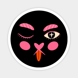 Cute black cat face illustration Magnet